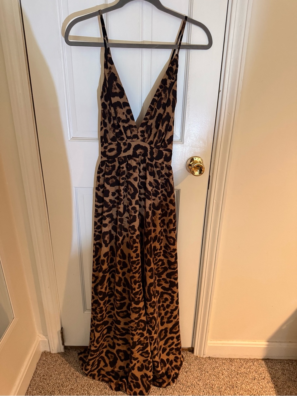 SHEIN Brown and Black Leopard Print Maxi Dress